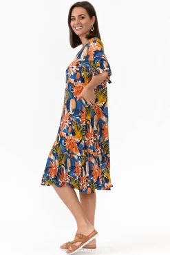 Cotton Dresses<One Summer Calla Orange Garden Crinkle Dress
