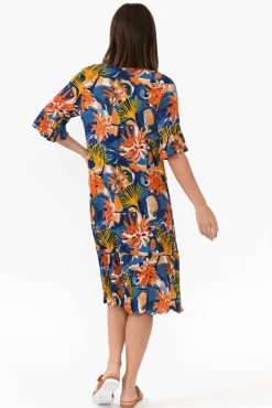 Cotton Dresses<One Summer Calla Orange Garden Crinkle Dress