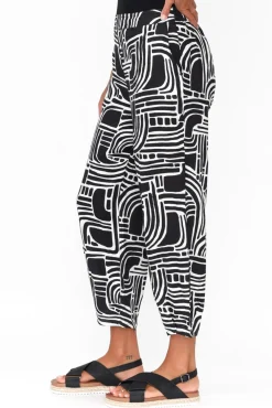 Pants<Foil Callie Black Geo Linen Pant