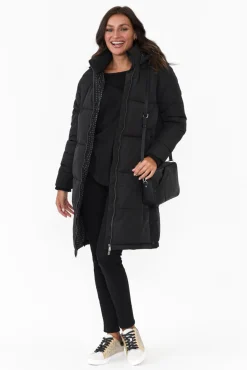 Jackets<Foxwood Camelia Black Puffer Jacket