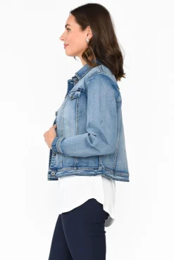 Jackets<Cafe Latte Camille Blue Denim Jacket
