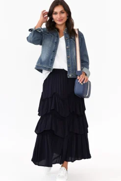 Jackets<Cafe Latte Camille Dark Denim Jacket