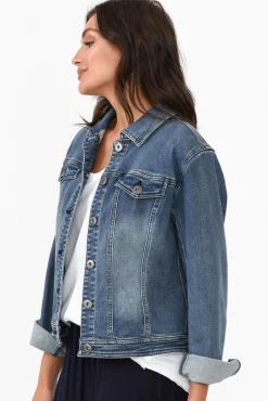 Jackets<Cafe Latte Camille Dark Denim Jacket