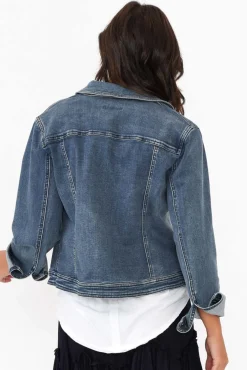 Jackets<Cafe Latte Camille Dark Denim Jacket