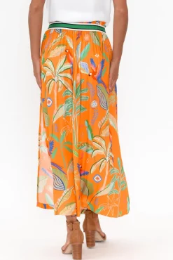 Skirts<Possi The Label Camille Orange Tropical Maxi Skirt