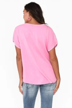 Linen Tops<Fabuler Candela Pink Sequin Heart Linen Top