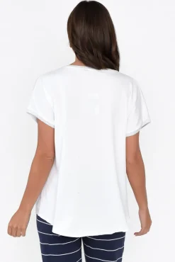 Sleeved Tops<Fabuler Candela White Sequin Heart Linen Top