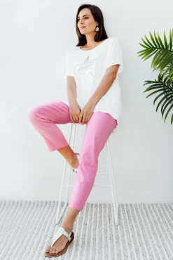 Pants<Threadz Candice Pink Straight Leg Stretch Pant