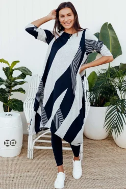 Cotton Dresses<Peony Canis Navy Stripe Knit Dress