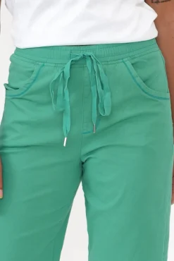 Shorts<Cafe Latte Cara Green Cotton Drawstring Shorts