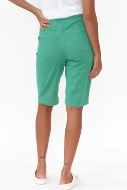 Shorts<Cafe Latte Cara Green Cotton Drawstring Shorts