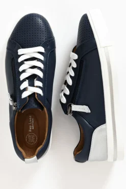 Leather Sneakers<Bay Lane Carissa Navy Silver Sneaker