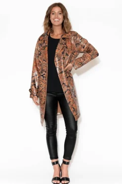 Jackets<Holmes u0026 Fallon Carissa Tan Snake Coat