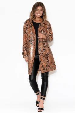 Jackets<Holmes u0026 Fallon Carissa Tan Snake Coat