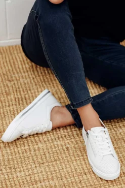 White Sneakers<Bay Lane Carissa White Silver Sneaker