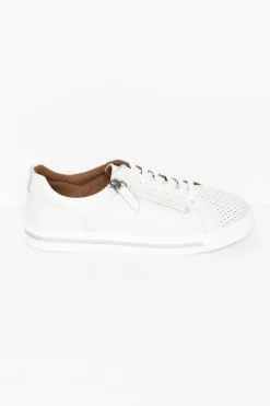 White Sneakers<Bay Lane Carissa White Silver Sneaker