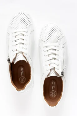 White Sneakers<Bay Lane Carissa White Silver Sneaker
