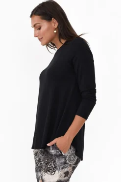 Sleeved Tops<Tani Carla Black Micro Modal Top