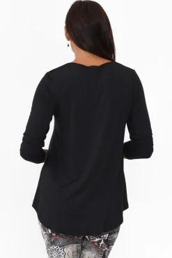 Sleeved Tops<Tani Carla Black Micro Modal Top