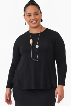 Sleeved Tops<Tani Carla Black Micro Modal Top