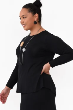 Sleeved Tops<Tani Carla Black Micro Modal Top