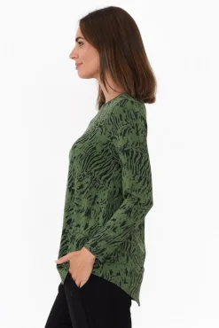 Sleeved Tops<Tani Carla Green Tiger Micro Modal Top