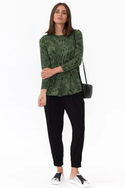 Sleeved Tops<Tani Carla Green Tiger Micro Modal Top