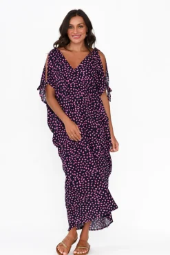 Maxi Dresses<Hourglass Carla Pink Fleck Cold Shoulder Kaftan