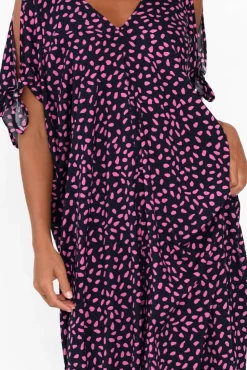 Maxi Dresses<Hourglass Carla Pink Fleck Cold Shoulder Kaftan