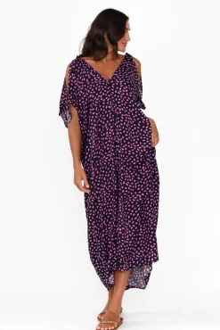 Maxi Dresses<Hourglass Carla Pink Fleck Cold Shoulder Kaftan