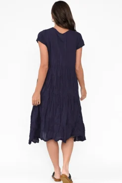 Cotton Dresses<Namastai Carmen Navy Crinkle Cotton Dress