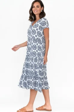 Cotton Dresses<Namastai Carmen Navy Fiesta Crinkle Cotton Dress