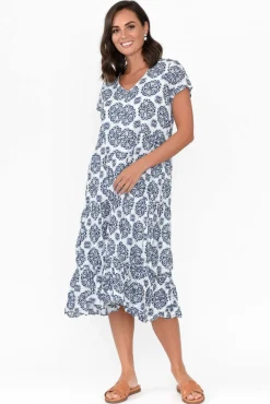Cotton Dresses<Namastai Carmen Navy Fiesta Crinkle Cotton Dress