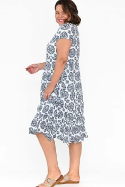 Cotton Dresses<Namastai Carmen Navy Fiesta Crinkle Cotton Dress