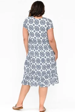 Cotton Dresses<Namastai Carmen Navy Fiesta Crinkle Cotton Dress