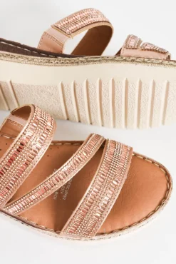 Slides<Bay Lane Carnival Rose Gold Platform Slide