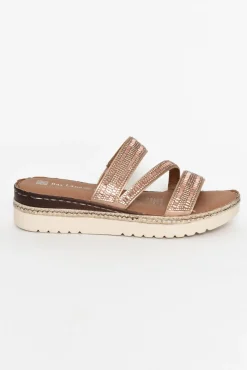 Slides<Bay Lane Carnival Rose Gold Platform Slide