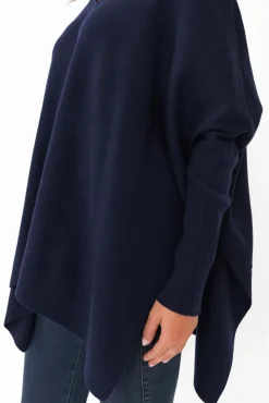 Knitwear<Tirelli Caroline Navy Wool Blend Draped Jumper