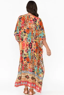 Maxi Dresses<Escape Caroline Orange Abstract Tassel Kaftan
