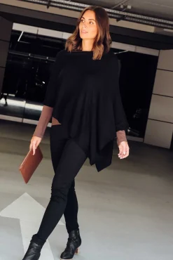 Ponchos<Lou Lou Carrie Black Cashmere Bamboo Poncho