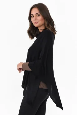 Ponchos<Lou Lou Carrie Black Cashmere Bamboo Poncho