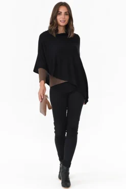 Ponchos<Lou Lou Carrie Black Cashmere Bamboo Poncho