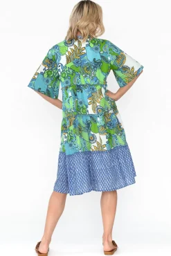 Below Knee Dresses<Mozaic Castaway Green Paisley Cotton Dress