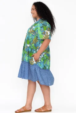 Below Knee Dresses<Mozaic Castaway Green Paisley Cotton Dress