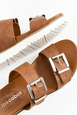 Slides<Los Cabos Cayla Chocolate Buckle Platform Slide