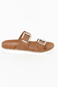 Slides<Los Cabos Cayla Chocolate Buckle Platform Slide