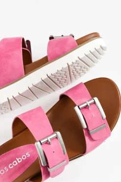 Slides<Los Cabos Cayla Pink Buckle Platform Slide