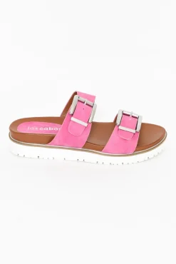 Slides<Los Cabos Cayla Pink Buckle Platform Slide