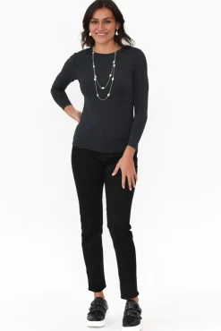 Sleeved Tops<Tani Charcoal Marle Micro Modal Long Sleeve Top
