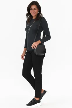 Sleeved Tops<Tani Charcoal Marle Micro Modal Long Sleeve Top